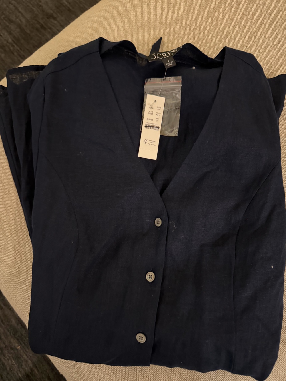 J CREW SIZE 2 Fleur mini dress in linen CS956 $168 - Picture 7 of 7